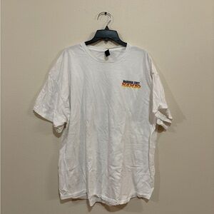 Gildan White Short-Sleeve Tee with Matchbox Design on Back